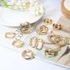 imageORAZIO Clip On Earrings for Women 6Pairs Gold Clip On Hoop Earrings For Egirls Chunky Hoops Twist Triple Square Hoop Earrings No Piercing Fake Earrings SetGold Tone