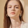 imageORAZIO Clip On Earrings for Women 6Pairs Gold Clip On Hoop Earrings For Egirls Chunky Hoops Twist Triple Square Hoop Earrings No Piercing Fake Earrings SetGold Tone