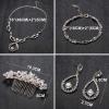imageORAZIO Crystal Bridal Jewelry Set for Prom Wedding Bride Bridesmaids Vintage Rhinestone Necklace Earrings Bracelet Comb for WomenARose Gold Tone