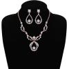 imageORAZIO Crystal Bridal Jewelry Set for Prom Wedding Bride Bridesmaids Vintage Rhinestone Necklace Earrings Bracelet Comb for WomenARose Gold Tone
