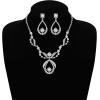 imageORAZIO Crystal Bridal Jewelry Set for Prom Wedding Bride Bridesmaids Vintage Rhinestone Necklace Earrings Bracelet Comb for WomenBSilver Tone