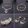 imageORAZIO Crystal Bridal Jewelry Set for Prom Wedding Bride Bridesmaids Vintage Rhinestone Necklace Earrings Bracelet Comb for WomenCGold Tone