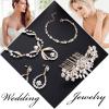 imageORAZIO Crystal Bridal Jewelry Set for Prom Wedding Bride Bridesmaids Vintage Rhinestone Necklace Earrings Bracelet Comb for WomenCGold Tone