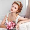 imageORAZIO Crystal Bridal Jewelry Set for Prom Wedding Bride Bridesmaids Vintage Rhinestone Necklace Earrings Bracelet Comb for WomenCGold Tone