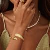 imageORAZIO Gold Bangles for Women  14K Gold Plated Cuff Bangle Bracelets Wide Chunky Gold Bracelet Waterdrop Open Wrist Cuff Bracelet Stretchable Thick Gold Bangles Irregular Twisted Womens Bangles BraceletsChunky Dome Cuff