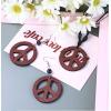 imageORAZIO Hippie Costume Set for Women Peace Sign Necklace Peace Sign Earring Flower Crown Headband 60s 70s Party Accessories Jewelry SetColor 1