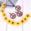 imageORAZIO Hippie Costume Set for Women Peace Sign Necklace Peace Sign Earring Flower Crown Headband 60s 70s Party Accessories Jewelry SetColor 1