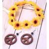 imageORAZIO Hippie Costume Set for Women Peace Sign Necklace Peace Sign Earring Flower Crown Headband 60s 70s Party Accessories Jewelry SetColor 1