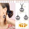 imageORAZIO Hippie Costume Set for Women Peace Sign Necklace Peace Sign Earring Flower Crown Headband 60s 70s Party Accessories Jewelry SetColor 2