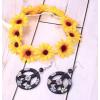 imageORAZIO Hippie Costume Set for Women Peace Sign Necklace Peace Sign Earring Flower Crown Headband 60s 70s Party Accessories Jewelry SetColor 2