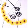 imageORAZIO Hippie Costume Set for Women Peace Sign Necklace Peace Sign Earring Flower Crown Headband 60s 70s Party Accessories Jewelry SetColor 2