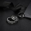 imageORAZIO Mens Rings 3Pcs Silver Rings for Men Women Stainless Steel Plain Band Ring Cuban Link Chain Rings Spinner Ring Mens Promise Wedding Rings SetSize 614ASilverTone