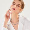 imageORAZIO Stainless Steel Byzantine Chain Necklace Bracelet Earrings for Women Jewelry SetA Sliver Tone
