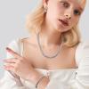 imageORAZIO Stainless Steel Byzantine Chain Necklace Bracelet Earrings for Women Jewelry SetA Sliver Tone