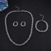 imageORAZIO Stainless Steel Byzantine Chain Necklace Bracelet Earrings for Women Jewelry SetA Sliver Tone