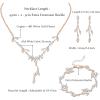 imageORAZIO Wedding Bridal Jewelry for Women Crystal Necklace Dangle Earrings Bracelet Sets For Bride Bridesmaids Rhinestone Prom Costume Jewelry Set for WomenARose Gold