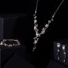 imageORAZIO Wedding Bridal Jewelry for Women Crystal Necklace Dangle Earrings Bracelet Sets For Bride Bridesmaids Rhinestone Prom Costume Jewelry Set for WomenCRose Gold