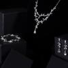 imageORAZIO Wedding Bridal Jewelry for Women Crystal Necklace Dangle Earrings Bracelet Sets For Bride Bridesmaids Rhinestone Prom Costume Jewelry Set for WomenBSilver Tone