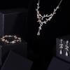 imageORAZIO Wedding Bridal Jewelry for Women Crystal Necklace Dangle Earrings Bracelet Sets For Bride Bridesmaids Rhinestone Prom Costume Jewelry Set for WomenBRose Gold