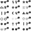 image18 Pairs Surgical Stainless Steel Stud Earrings For Women Men 20G Cartilage Earrings Studs Cross Moon Star Small Stud Earrings Black Gold Screw Flat Back Earrings Ear Piercing Studs SetE Black