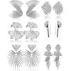 imageGold Clip On Earrings for Women Trendy Non Piercing Dangle Earrings Exaggerated Heart Flower Leaf Statement Earrings 14K Gold Plated Large Earrings for NonPierced Ears Fake Earrings SetSilver Tone