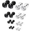 imageORAZIO 6Pairs Hypoallergenic Flat Back Earrings 316L Stainless Steel Studs for Sensitive Ears 38mm Cubic Zirconia Stylish Jewelry for Women Men  SilverC 8 Pairs