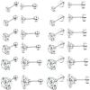 imageORAZIO 6Pairs Hypoallergenic Flat Back Earrings 316L Stainless Steel Studs for Sensitive Ears 38mm Cubic Zirconia Stylish Jewelry for Women Men  SilverE12 Pairs White 20G08MM