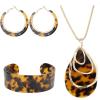 imageORAZIO Acrylic Jewelry Set for Women Statement Boho Resin Earrings Necklace BraceletBTortoise