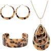 imageORAZIO Acrylic Jewelry Set for Women Statement Boho Resin Earrings Necklace BraceletCLeoperd