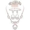 imageORAZIO Crystal Bridal Jewelry Set for Prom Wedding Bride Bridesmaids Vintage Rhinestone Necklace Earrings Bracelet Comb for WomenARose Gold Tone