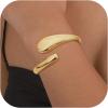 imageORAZIO Gold Bangles for Women  14K Gold Plated Cuff Bangle Bracelets Wide Chunky Gold Bracelet Waterdrop Open Wrist Cuff Bracelet Stretchable Thick Gold Bangles Irregular Twisted Womens Bangles BraceletsChunky Dome Cuff