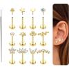 imageORAZIO Push in Stud Earrings20G Flat Back EarringsHypoallergenic Threadless Stud MultiPack14K Gold Plated 316L Surgical Steel Earring SetsPushin Cartilage Helix Tragus Nose Piercing Jewelry for Women14K Gold