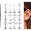 imageORAZIO Push in Stud Earrings20G Flat Back EarringsHypoallergenic Threadless Stud MultiPack14K Gold Plated 316L Surgical Steel Earring SetsPushin Cartilage Helix Tragus Nose Piercing Jewelry for WomenSilver Tone