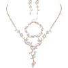 imageORAZIO Wedding Bridal Jewelry for Women Crystal Necklace Dangle Earrings Bracelet Sets For Bride Bridesmaids Rhinestone Prom Costume Jewelry Set for WomenCRose Gold