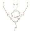 imageORAZIO Wedding Bridal Jewelry for Women Crystal Necklace Dangle Earrings Bracelet Sets For Bride Bridesmaids Rhinestone Prom Costume Jewelry Set for WomenARose Gold
