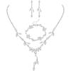 imageORAZIO Wedding Bridal Jewelry for Women Crystal Necklace Dangle Earrings Bracelet Sets For Bride Bridesmaids Rhinestone Prom Costume Jewelry Set for WomenASilver Tone