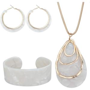 imageORAZIO Acrylic Jewelry Set for Women Statement Boho Resin Earrings Necklace BraceletDWhite