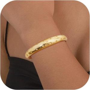 imageORAZIO Gold Bangles for Women  14K Gold Plated Cuff Bangle Bracelets Wide Chunky Gold Bracelet Waterdrop Open Wrist Cuff Bracelet Stretchable Thick Gold Bangles Irregular Twisted Womens Bangles BraceletsStar Cuff