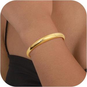 imageORAZIO Gold Bangles for Women  14K Gold Plated Cuff Bangle Bracelets Wide Chunky Gold Bracelet Waterdrop Open Wrist Cuff Bracelet Stretchable Thick Gold Bangles Irregular Twisted Womens Bangles BraceletsThin Cuff