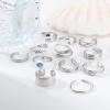 imageORAZIO 12 PCS Toe Rings for Women 14K Gold Plated Adjustable Toe Rings Cubic Zirconia Open Cuff Toe Ring Silver Band Tail Ring Set for Summer Beach Foot JewelrySilver Tone