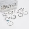imageORAZIO 12 PCS Toe Rings for Women 14K Gold Plated Adjustable Toe Rings Cubic Zirconia Open Cuff Toe Ring Silver Band Tail Ring Set for Summer Beach Foot JewelrySilver Tone