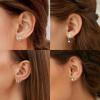 imageORAZIO 4 Pairs Claw Earrings for Women CZ Claw Earrings GoldSilver Stud Earrings Trendy Ear Wrap Piercing Minimalist Illusion Earrings Triple Hoop Earrings Flower Triple Huggie Stud Earrings Warp Cuff Earrings for WomenSilver Tone