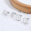 imageORAZIO 4 Pairs Claw Earrings for Women CZ Claw Earrings GoldSilver Stud Earrings Trendy Ear Wrap Piercing Minimalist Illusion Earrings Triple Hoop Earrings Flower Triple Huggie Stud Earrings Warp Cuff Earrings for WomenSilver Tone