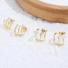 imageORAZIO 4 Pairs Claw Earrings for Women CZ Claw Earrings GoldSilver Stud Earrings Trendy Ear Wrap Piercing Minimalist Illusion Earrings Triple Hoop Earrings Flower Triple Huggie Stud Earrings Warp Cuff Earrings for WomenGold Tone