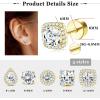 imageORAZIO 5 Pairs Flat Back Stud Earrings 20G18G Surgical Steel Cubic Zirconia Stud Earrings with Screw Backs for Women Square Teardrop Halo Earrings Studs Cartilage Ear Stud Piercing Flat Back Earrings GoldSilver ToneGold Tone