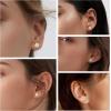 imageORAZIO 5 Pairs Flat Back Stud Earrings 20G18G Surgical Steel Cubic Zirconia Stud Earrings with Screw Backs for Women Square Teardrop Halo Earrings Studs Cartilage Ear Stud Piercing Flat Back Earrings GoldSilver ToneGold Tone