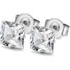 imageORAZIO 8 Pairs Stainless Steel Mens Womens Stud Earrings Pierced Cubic Zirconia Earrings 3mm10mm AvailableD 8 Pairs Square Stone  710mm