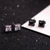 imageORAZIO Black Silver Earrings for MenStainless Steel Cubic Zirconia Earrings 20G Mens Earrings Hypoallergenic CZ Earrings Studs Trendy Square Earring Studs Set 48MM2 Pairs Cubic Zirconia Diameter6mm