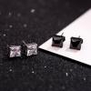 imageORAZIO Black Silver Earrings for MenStainless Steel Cubic Zirconia Earrings 20G Mens Earrings Hypoallergenic CZ Earrings Studs Trendy Square Earring Studs Set 48MM2 Pairs Cubic Zirconia Diameter8mm