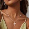 imageORAZIO Cross Necklace for Women 925 Sterling Silver Cross Necklace Tiny CZ SilverGold Cross Necklace Simple Box Chain Cross Pendant Choker NecklaceCubic Zirconia Cross Silver